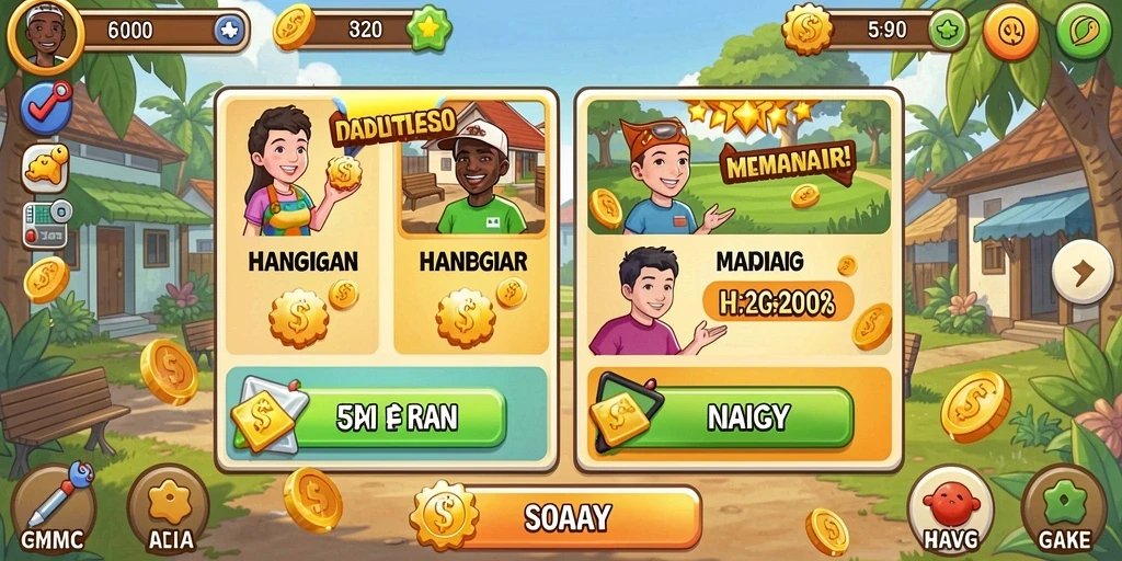 Tampilan awal permainan dengan karakter yang menarik.